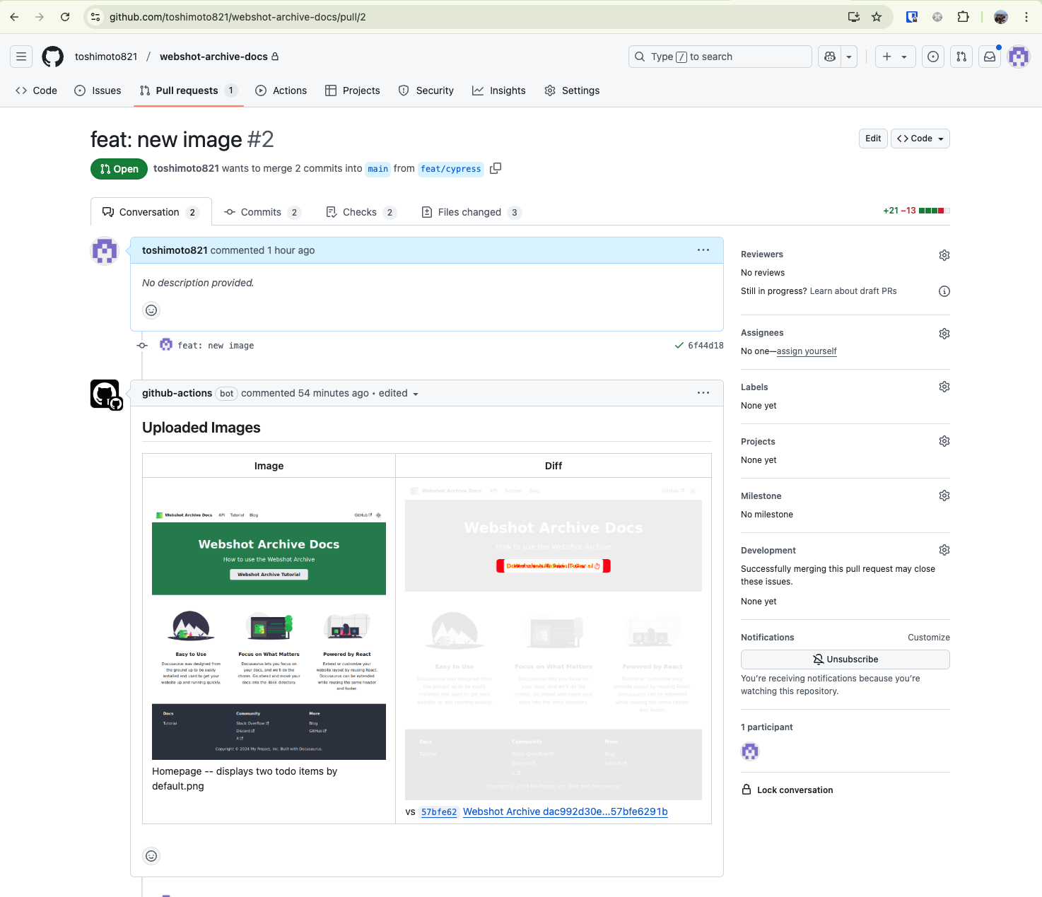 Github PR Screenshots